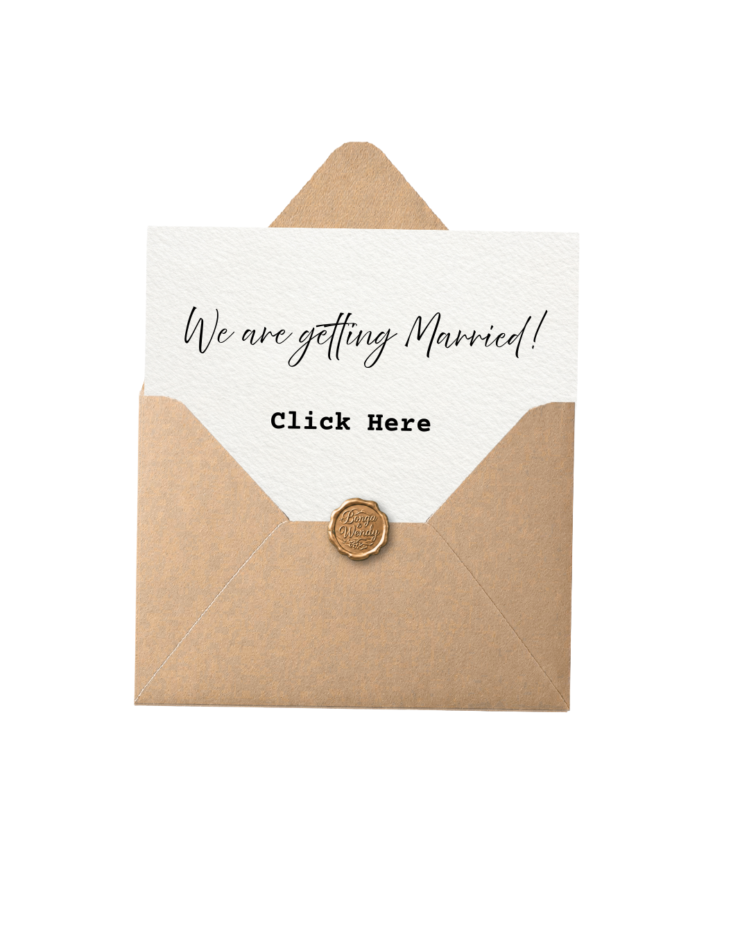 Bonga and Wendy wedding invitation envelope opener